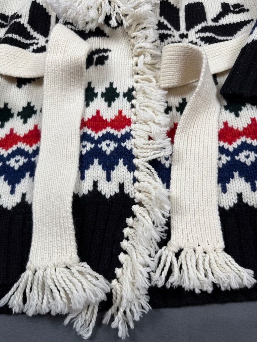 Polo Ralph Lauren NWT | Fair Isle Knit Cardigan Coatigan in Cream, Navy & Red - Picture 2 of 8